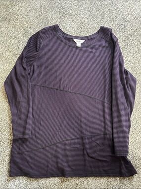 Christopher & Banks Purple Striped Long Sleeve Tee